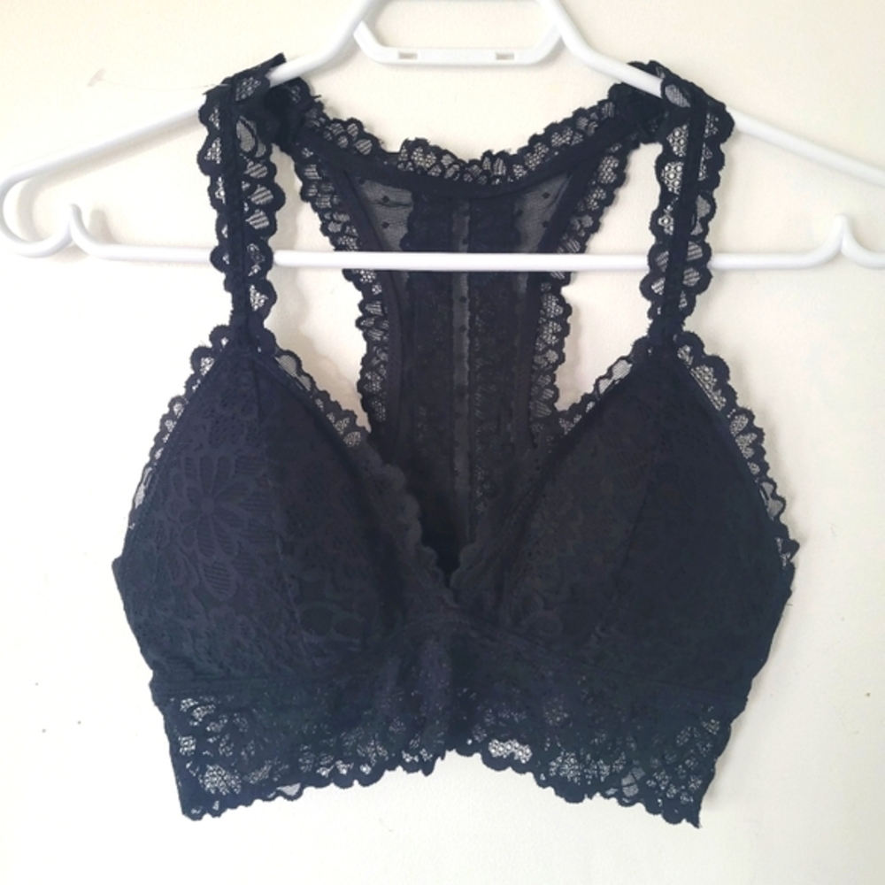 New‎ Aerie lace bralette,removable padding,Black, M